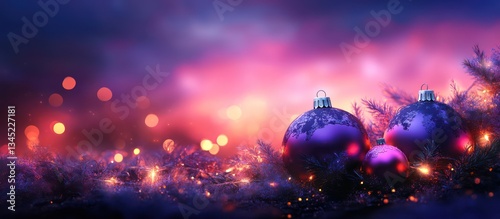 Bright Christmas decoration glows on a New York City skyline backdrop with a festive tree