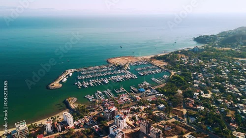 Aerial view of marina full of yachts in Riviera Nayarit, Mexico