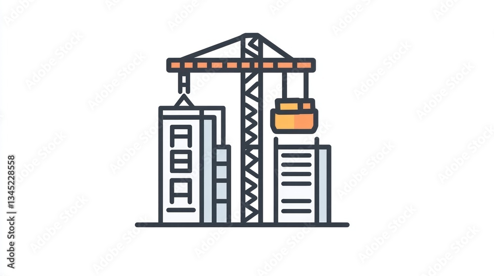 Obraz premium Construction Crane Lifting Materials for Building Skyscrapers