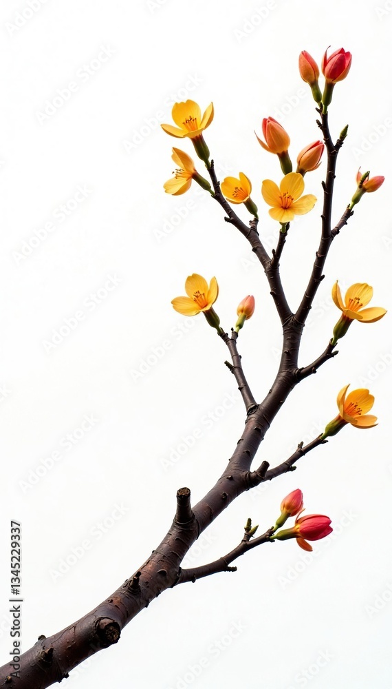 Branches of different shapes and sizes on white, white background, nature Branches of different shapes and sizes on white, white background, nature