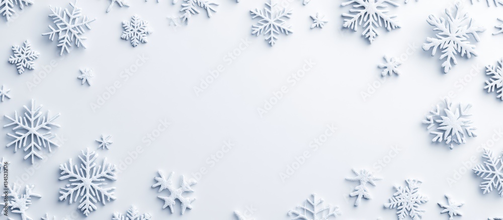 Christmas winter snowflake frame with fir and tree branches creates a cold holiday border decoration Christmas winter snowflake frame with fir and tree branches creates a cold holiday border decoration