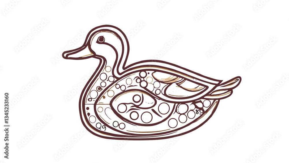 Fototapeta premium Minimalist duck icon with elegant swirls, soft and cute design