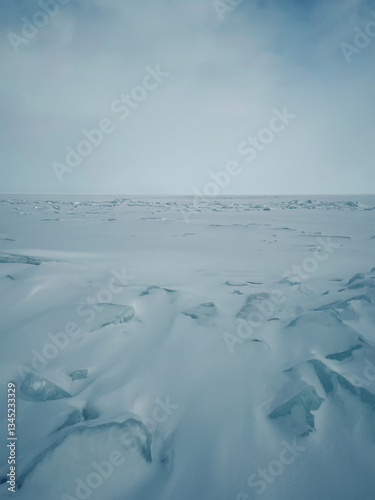 Ice and snow on the Great Lakes in winter