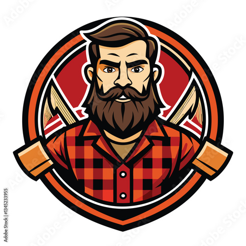 Vintage Lumberjack Woodcutter Badge Logo Vector Graphic Design