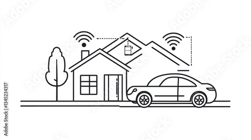 Smart home connected car illustration photo