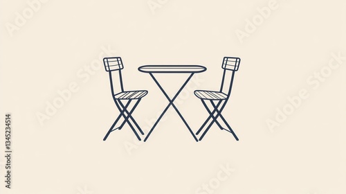 Simple Line Art of Folding Outdoor Patio Furniture