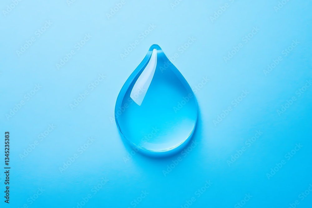 Single Water Drop on Blue Background Single Water Drop on Blue Background