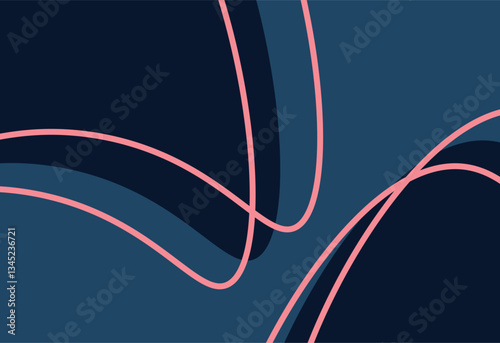 Abstract background with wavy lines in blue and pink colors. Vector illustration