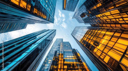 Wallpaper Mural Urban Skyline: A Low Angle View of Modern Skyscrapers Torontodigital.ca