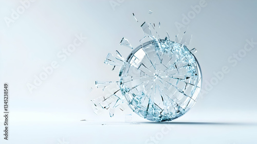 Shattered Glass Sphere Against Light Background