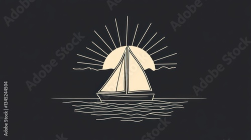 Abstract sailboat at sunset