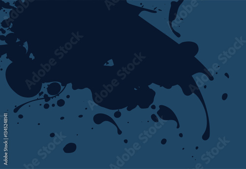 abstract blue background with ink blots and splashes, vector illustration