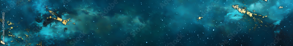 Obraz premium Cosmic Dance: An abstract, celestial display of swirling blues and hints of gold, mimicking a nebula's vastness, offering an artistic glimpse into the wonders of the cosmos.