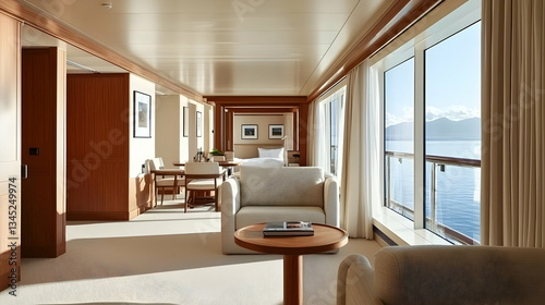 Luxury Yacht Interior With Ocean View