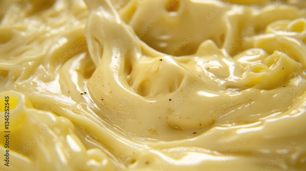 A close-up of elbow macaroni being stirred into thick, melted cheese. A close-up of elbow macaroni being stirred into thick, melted cheese.