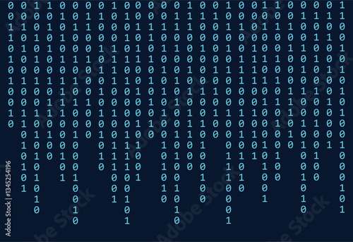 Abstract binary code on a dark blue background. Vector Illustration.