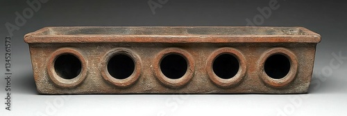 Ancient terracotta trough with circular holes