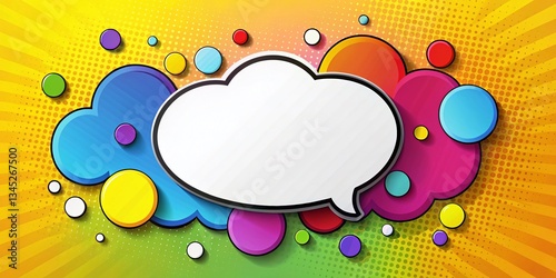 Obraz na płótnie Cartoon Speech Bubble Left Side Copy Space - Fun Colorful Comic Design w salonie