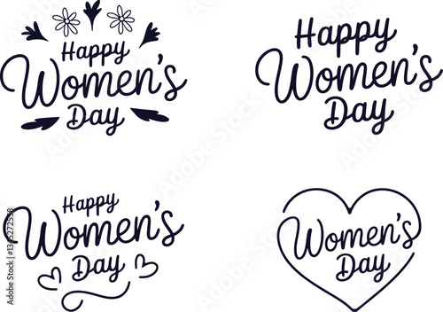 A set of Happy Women's Day Typography.