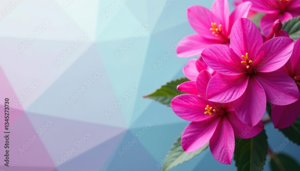 Obraz premium Bold fuchsia flower clusters, geometric backdrop , design, art