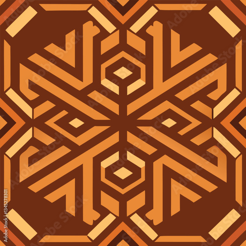 Intricate Geometric Pattern in Warm Brown Hues on a Modern Background