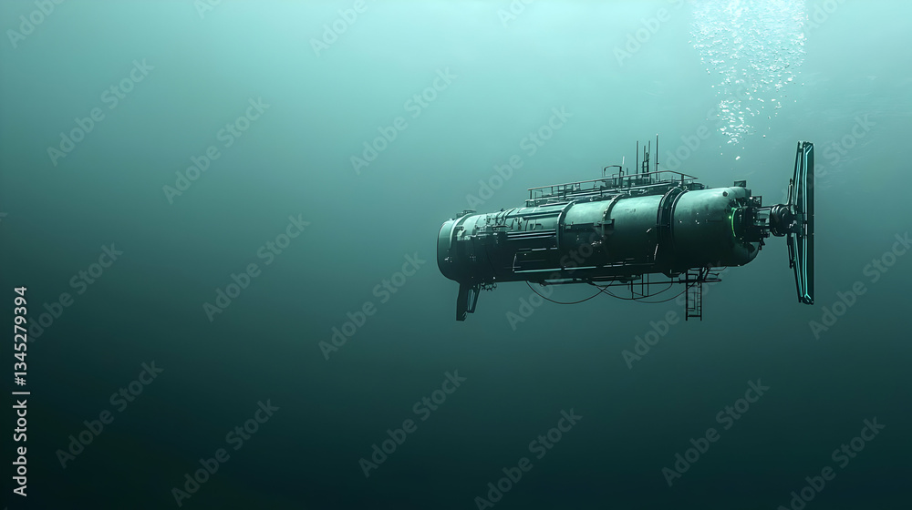 Fototapeta premium Submersible Vessel Underwater Scene
