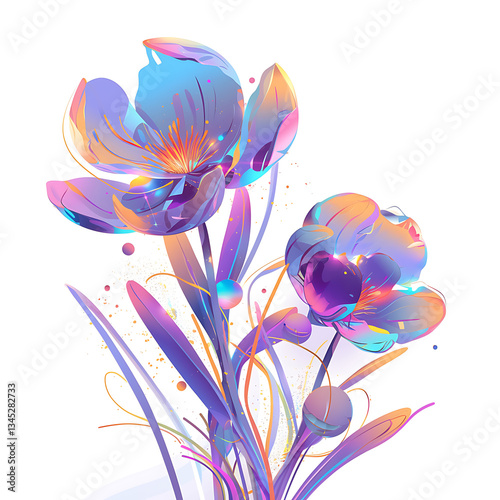Creative 2D Doodle Floral Illustrations on White Background