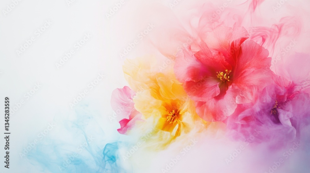 Obraz premium Vibrant Floral Abstract Design with Colorful Smoke Effects