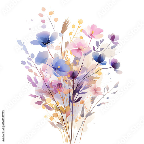 Creative 2D Doodle Floral Illustrations on White Background