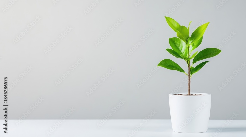 Fresh sprout in a white pot Fresh sprout in a white pot
