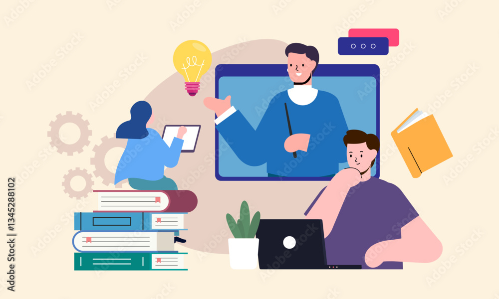 Online learning concept vector illustration Online learning concept vector illustration