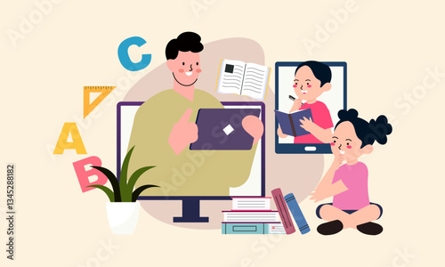 Online learning concept vector illustration