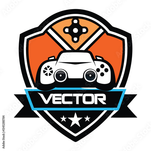 Vector Graphic Illustration of a Modern RC Remote Control Car Toy Logo