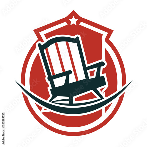 Vector Graphic Template Depicting a Rocking Chair in Detailed Outline