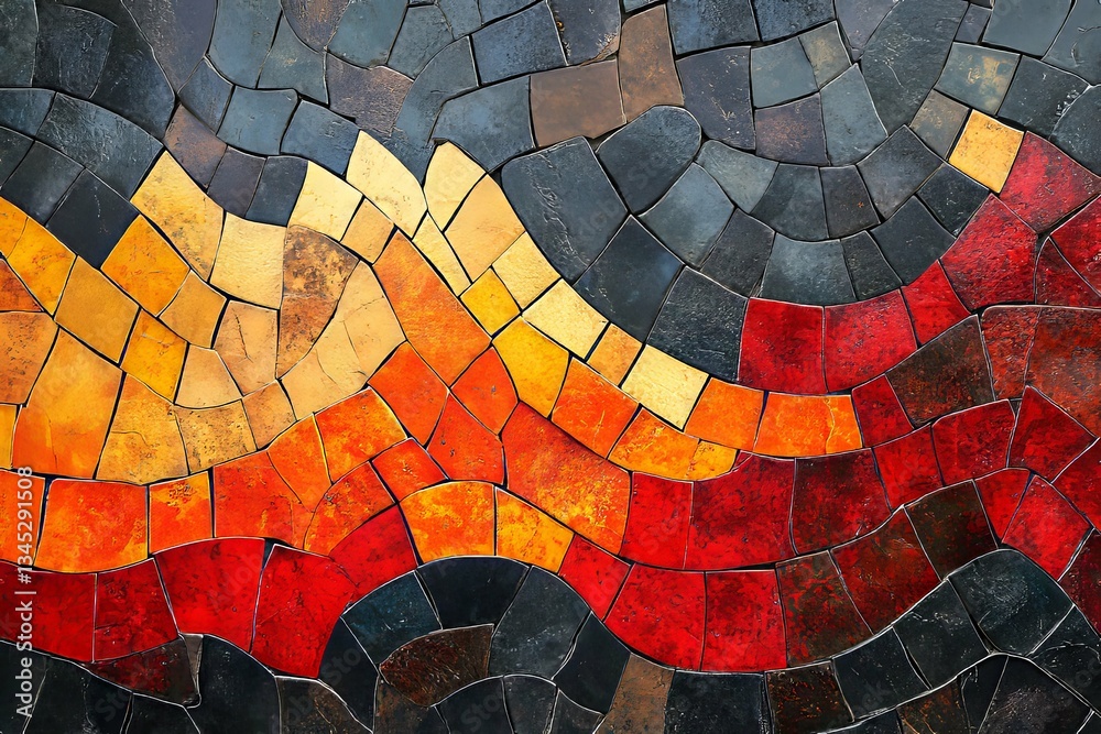 Fototapeta premium Abstract Colorful Mosaic Pattern Composed of Interlocking Geometric Shapes