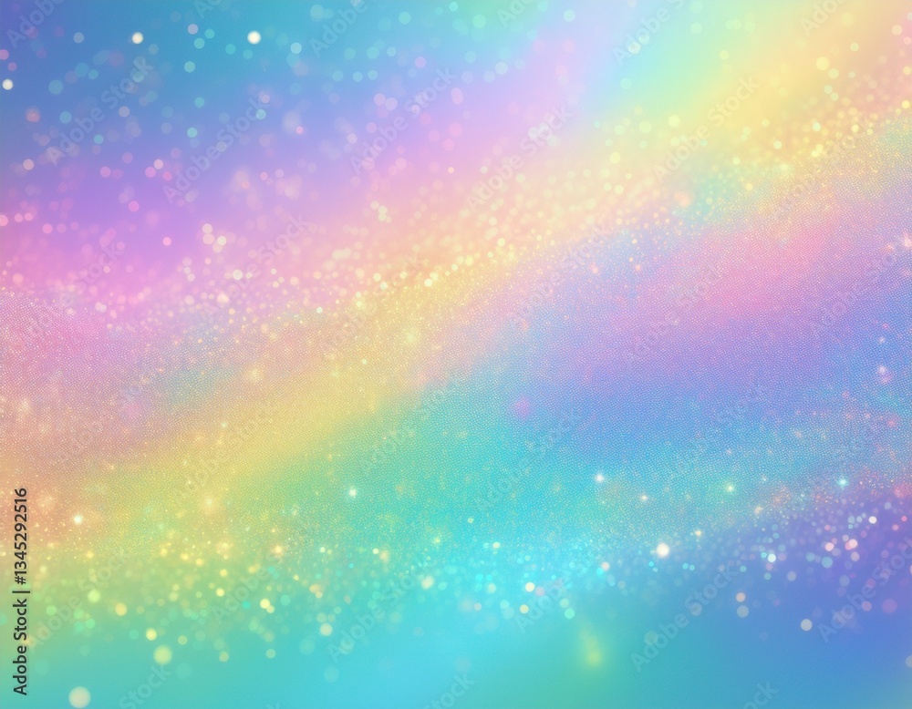 Fototapeta premium キラキラ輝くレインボーパステルカラーの幻想的な、光の夢のようなふんわりパステルの光の背景