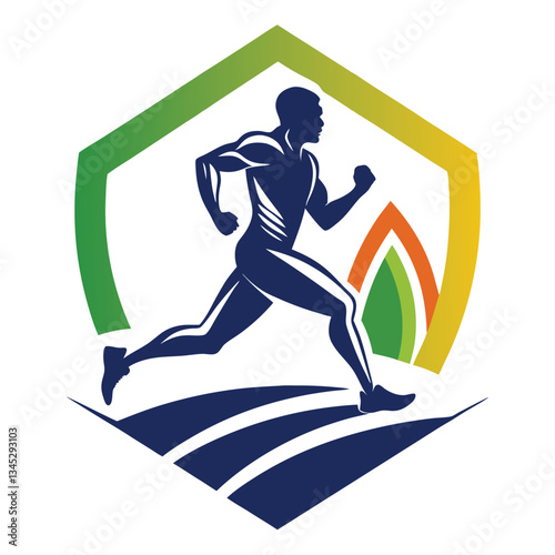 Jogging and Running Vector Template for Sport and Fitness Logos