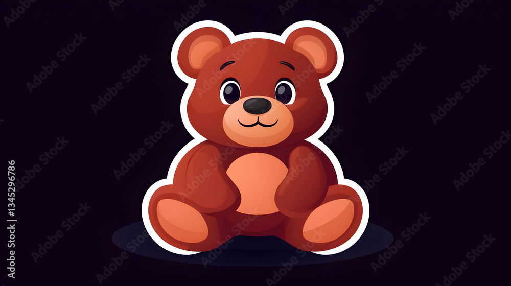 Obraz premium Cute Brown Teddy Bear Cartoon Illustration