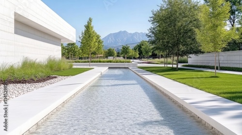 Wallpaper Mural Modern, serene landscape with a tranquil water feature Torontodigital.ca