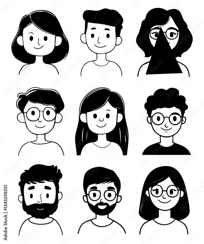 Hand drawn people faces avatars doodle collection Hand drawn people faces avatars doodle collection