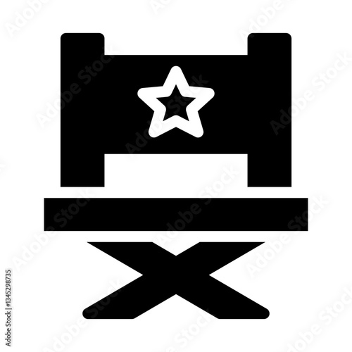 director's chair. This is a vector single icon with a solid style. Suitable for any purpose, such as website design, mobile app design, logo design, pattern design, etc.
