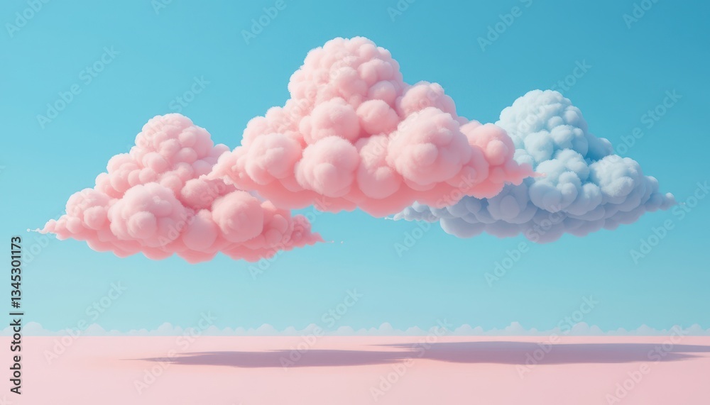 Obraz premium Colorful clouds drift over serene landscape digital art bright sky abstract view