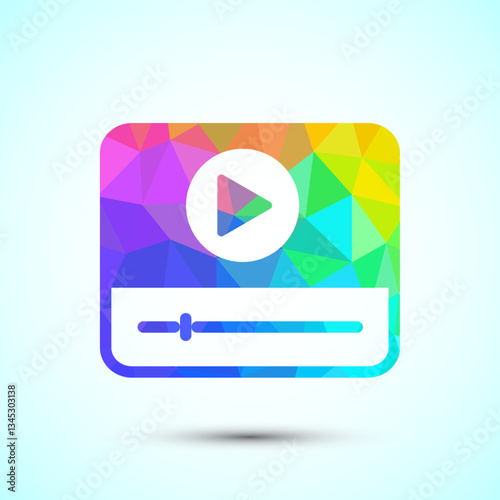 Video lectures icon design illustration, Video conference icon, Online seminar sign, Low poly style