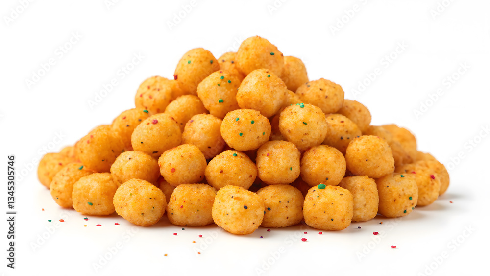 Healthy Snacks Crispy cheese balls piled on white background, perfect for healthy, snacks and joyful moments Healthy Snacks Crispy cheese balls piled on white background, perfect for healthy, snacks and joyful moments
