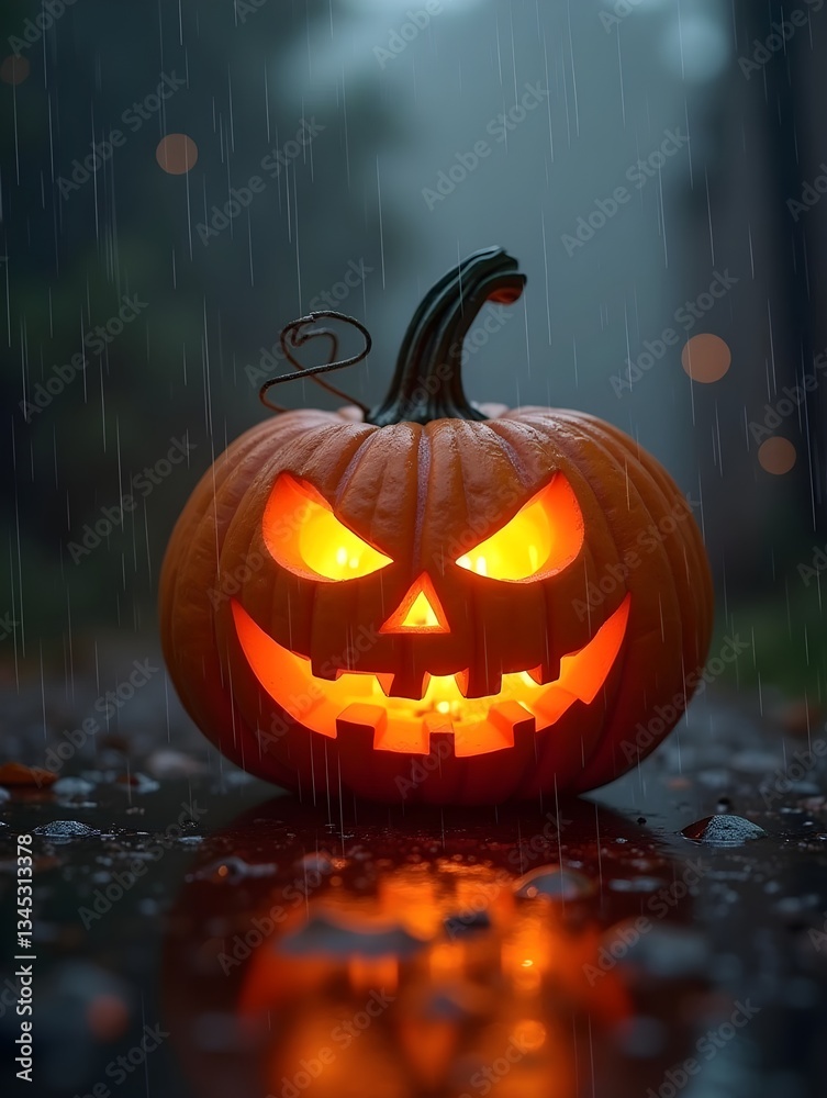 a halloween pumpkin in the rain generative ai a halloween pumpkin in the rain generative ai