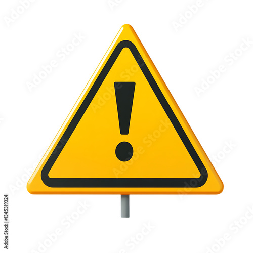yellow caution icon isolated on transparent background