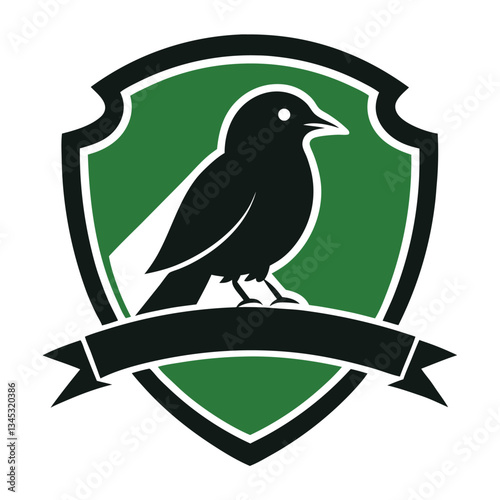 Minimalist Silhouette Bird Badge Logo Vector Graphic Template