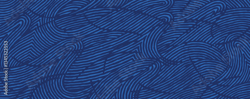 Hand drawn abstract monochromatic wave line art pattern, Japanese and tribal brush line, wood carving textured surface background, simple graphic for textile, decoration