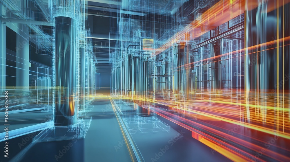 Fototapeta premium Distillation columns visualized temperature gradients and vapor liquid equilibrium