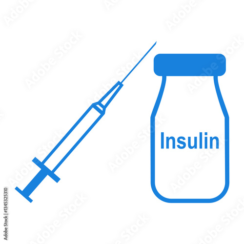 Vial with insulin and medical syringe with a needle